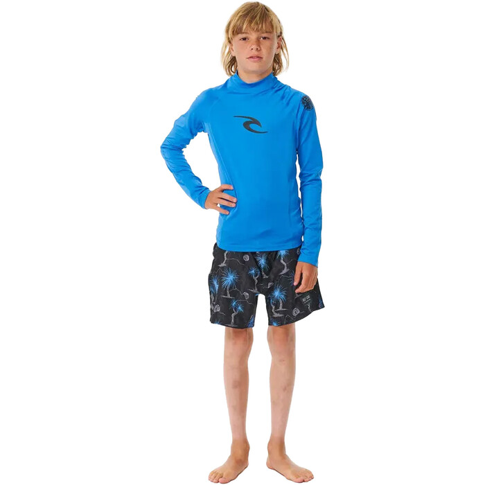 2024 Rip Curl Boys Brand Wave UPF Long Sleeve Rash Vest 122BRV - Blue Gum